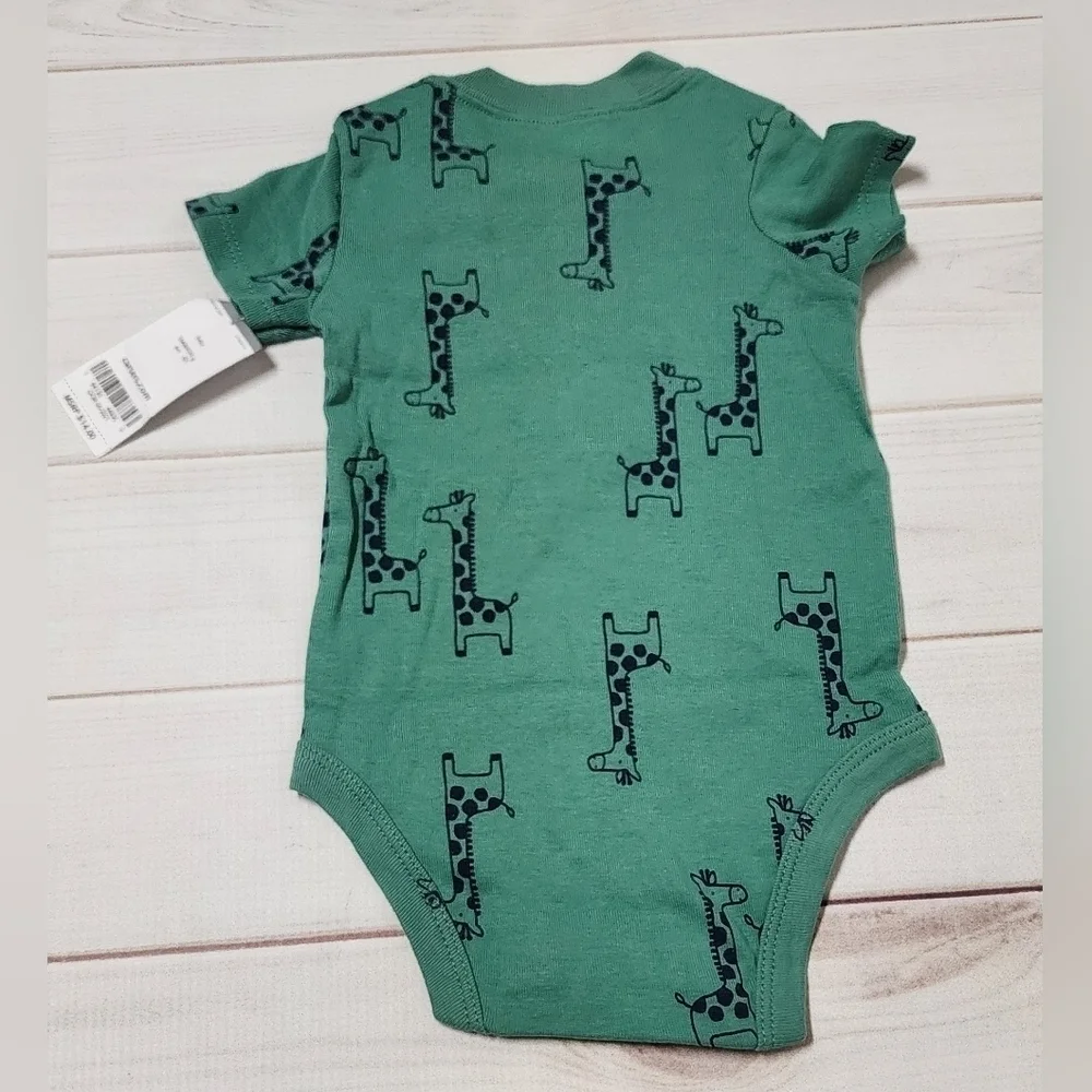 Carter's Giraffe Green Henley-Style Bodysuit Size 6 months - New With Tags